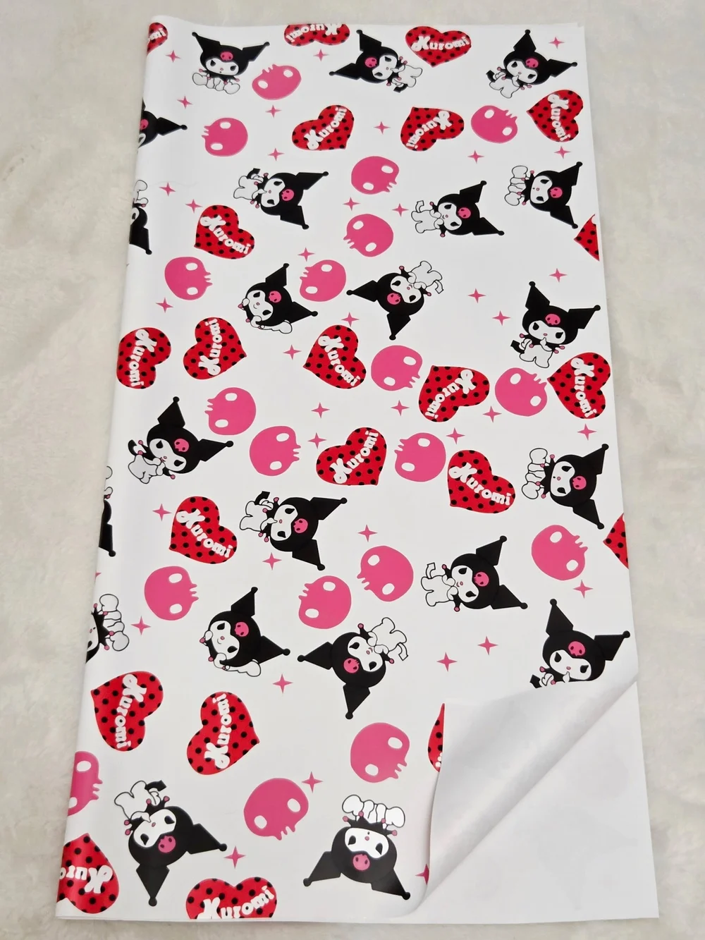 Kuromi Character Korean WaterproofFloral Wrapping Paper - Pink, Black, Red 20 Pc